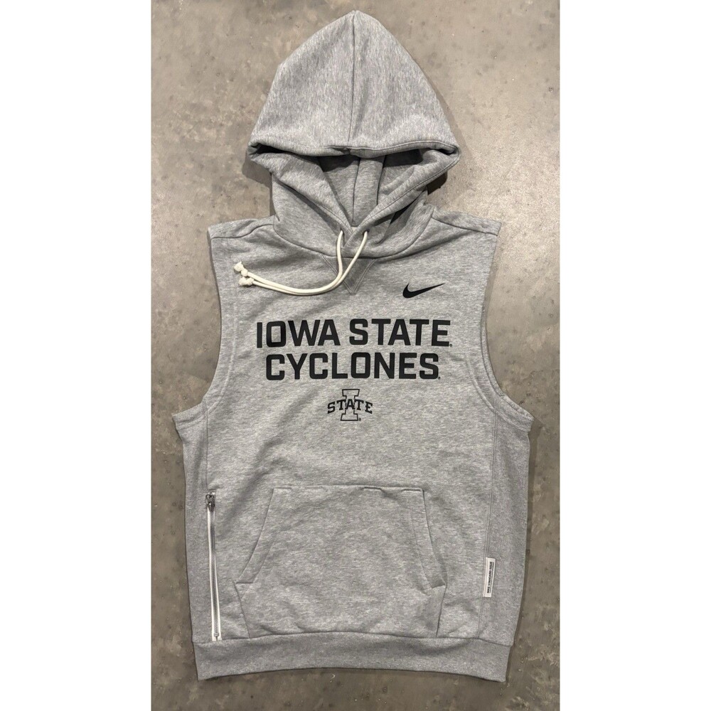 Nike Iowa State Cyclones Sleeveless Hoodie Sweatshirt Gray Mens Small Team Issue